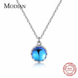 925 Silver Crown Crystal Necklace Classic Swing Ball Pendant