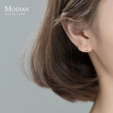 925 Sterling Silver Geometric Wave Line Stud Earring for Women