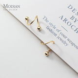 925 Sterling Silver Geometric Wave Line Stud Earring for Women