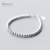 925 Sterling Silver Ball Strand Bracelet for Women Link Chain Fine Jewelry