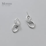 Abstract Line Stud Earrings 925 Sterling Silver Swing Jewelry