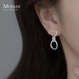 Abstract Line Stud Earrings 925 Sterling Silver Swing Jewelry