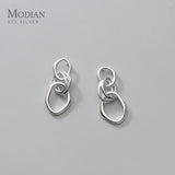 Abstract Line Stud Earrings 925 Sterling Silver Swing Jewelry
