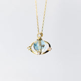 Crystal Planet Pendant Necklace 925 Sterling Silver Chain Fine Jewelry