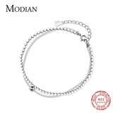 Irregular Sequins Bracelet 925 Sterling Silver Double Layer Chain