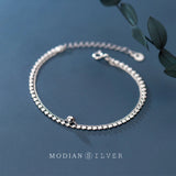 Irregular Sequins Bracelet 925 Sterling Silver Double Layer Chain