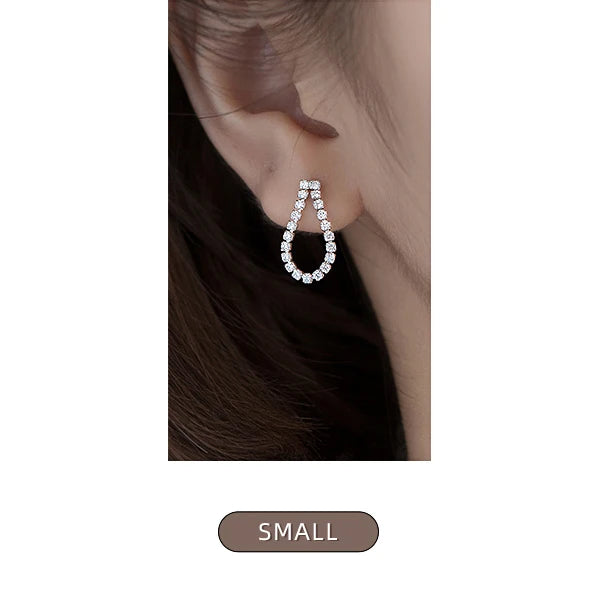Clear CZ Water Drop 925 Silver Stud Earrings
