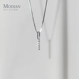 Zircon Rectangle 925 Silver Pendant Korea Style