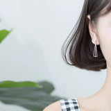 Romantic 3D Triangle Drop Earrings Charm 925 Sterling Silver Jewelry