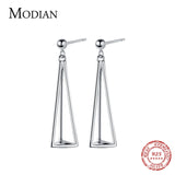 Romantic 3D Triangle Drop Earrings Charm 925 Sterling Silver Jewelry