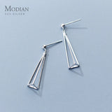 Romantic 3D Triangle Drop Earrings Charm 925 Sterling Silver Jewelry