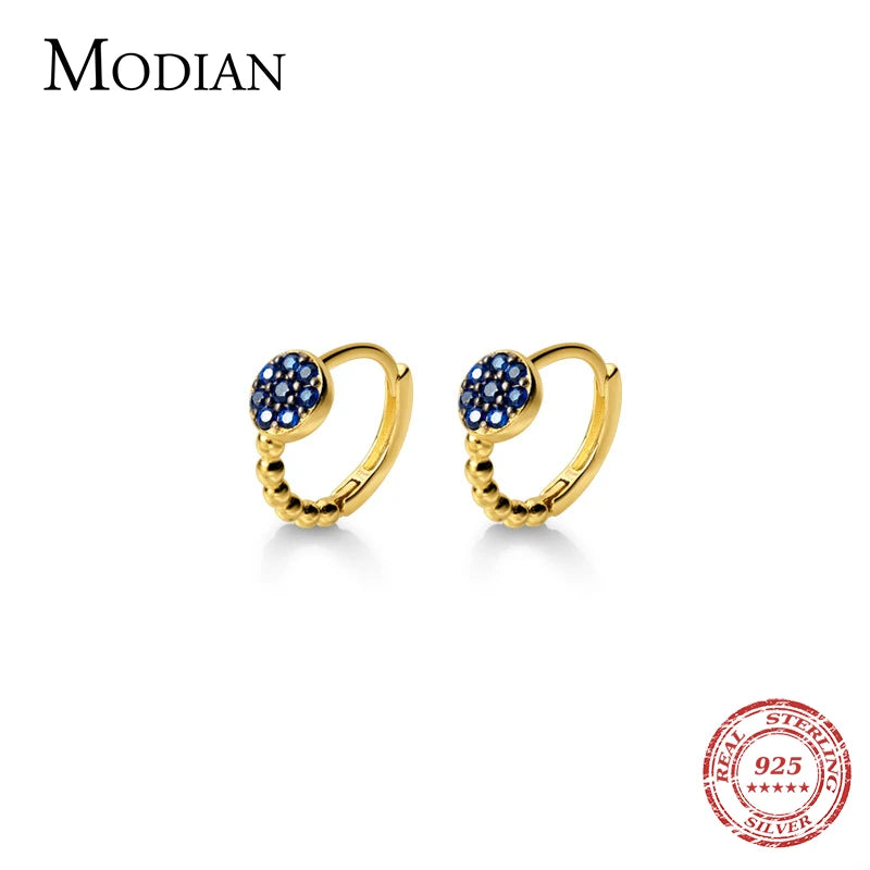 925 Silver Crystal Stone Bead Hoop Earrings for Women