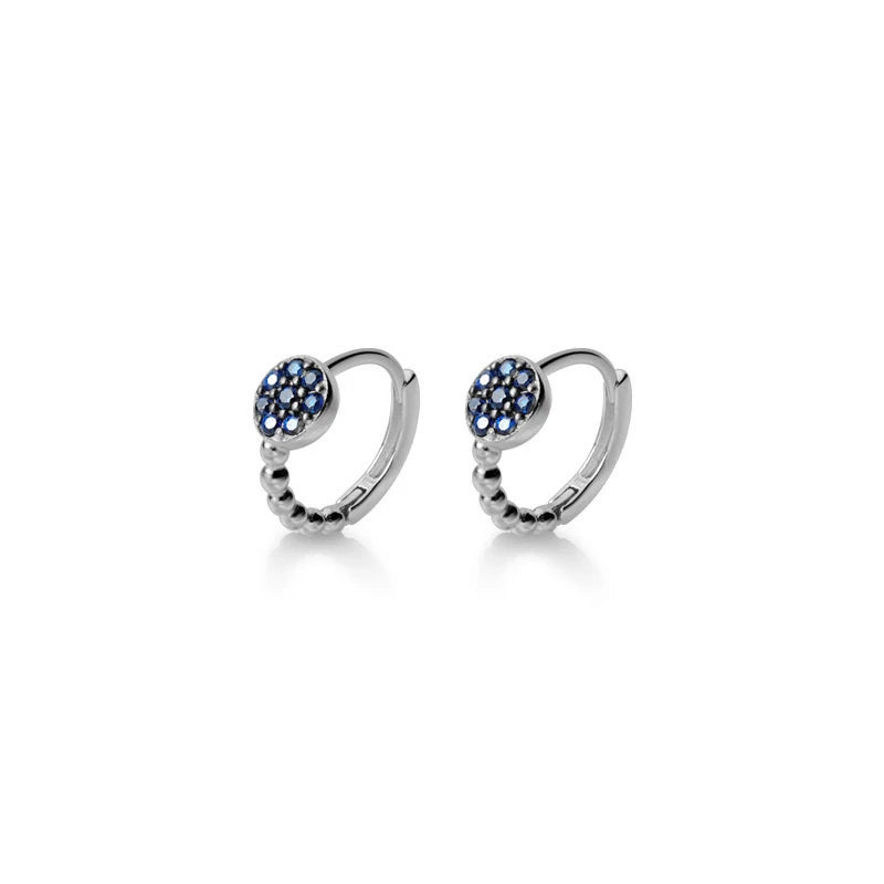 925 Silver Crystal Stone Bead Hoop Earrings for Women