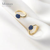 925 Silver Crystal Stone Bead Hoop Earrings for Women