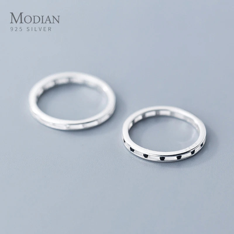 925 Silver Crystal Geometric Round Stackable Couple Rings