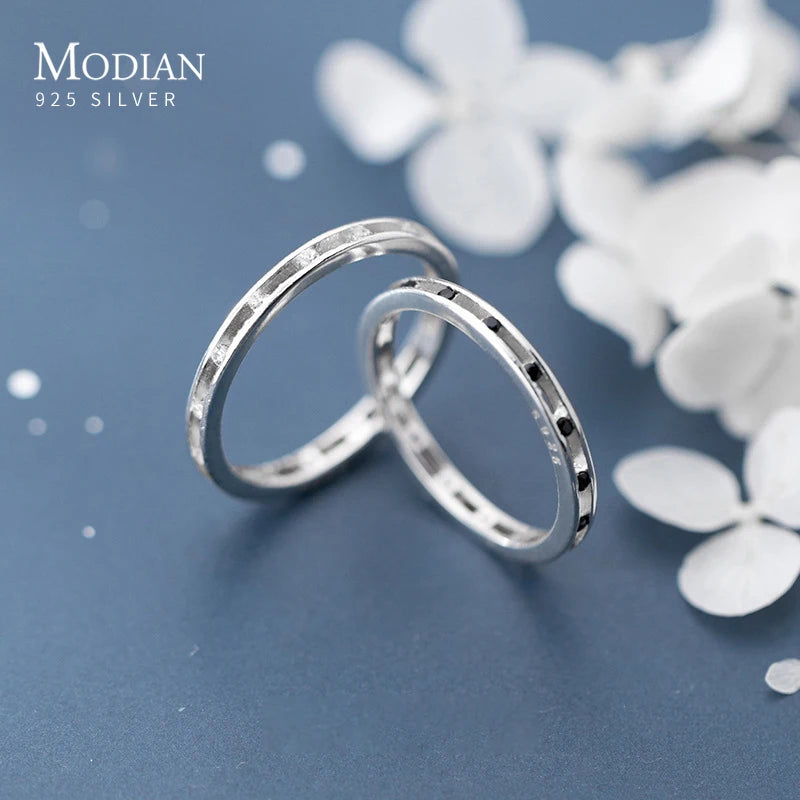 925 Silver Crystal Geometric Round Stackable Couple Rings