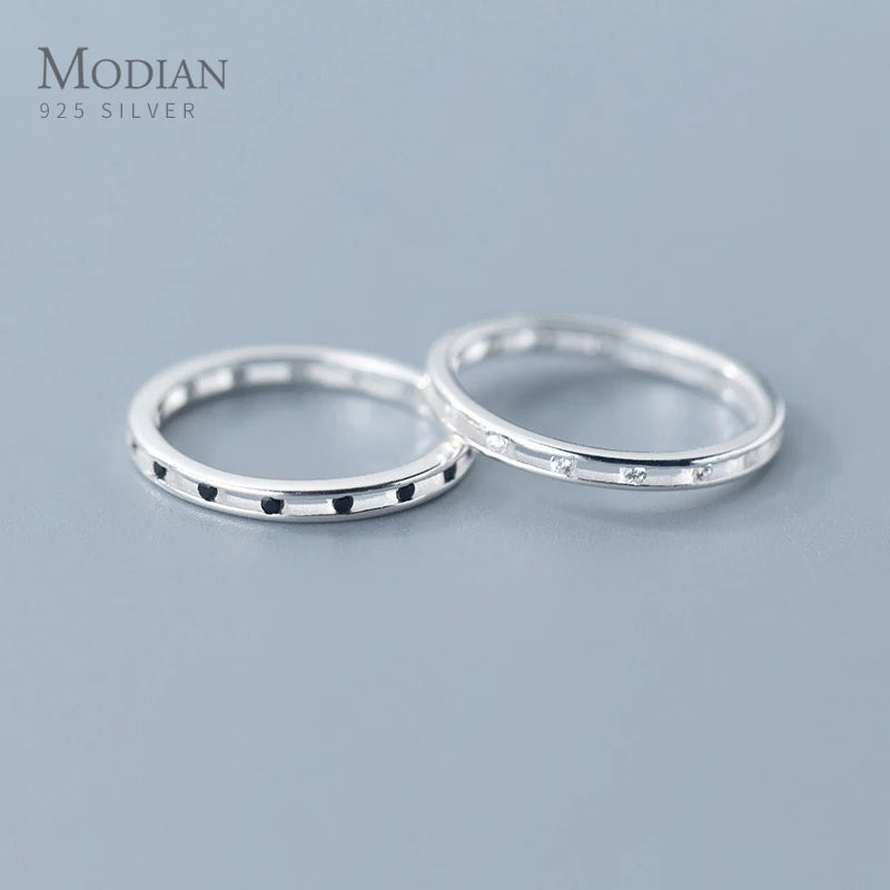 925 Silver Crystal Geometric Round Stackable Couple Rings