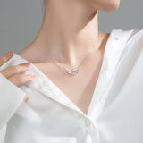 925 Silver Angel Wings Zircon Pendant Wedding Fine Jewelry