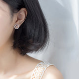 925 Silver Zircon Round Stud Earrings
