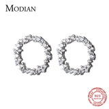 925 Silver Zircon Round Stud Earrings
