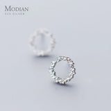 925 Silver Zircon Round Stud Earrings