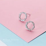 925 Silver Zircon Round Stud Earrings