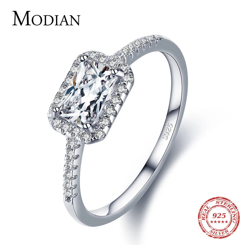 Sterling Silver CZ Engagement Ring for Women