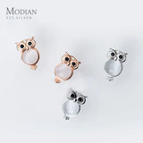 Opal Owl Ear Studs 925 Silver Rose Earring Jewelry