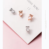 Opal Owl Ear Studs 925 Silver Rose Earring Jewelry