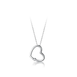 Pink Zircon Hearts 925 Silver Pendant Necklace for Women