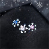 Snowflake CZ Stud Earrings 925 Sterling Silver Wedding Jewelry Brincos