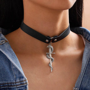 Modyle Silver Snake Sword Choker Necklaces For Women