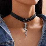 Modyle Silver Snake Sword Choker Necklaces For Women