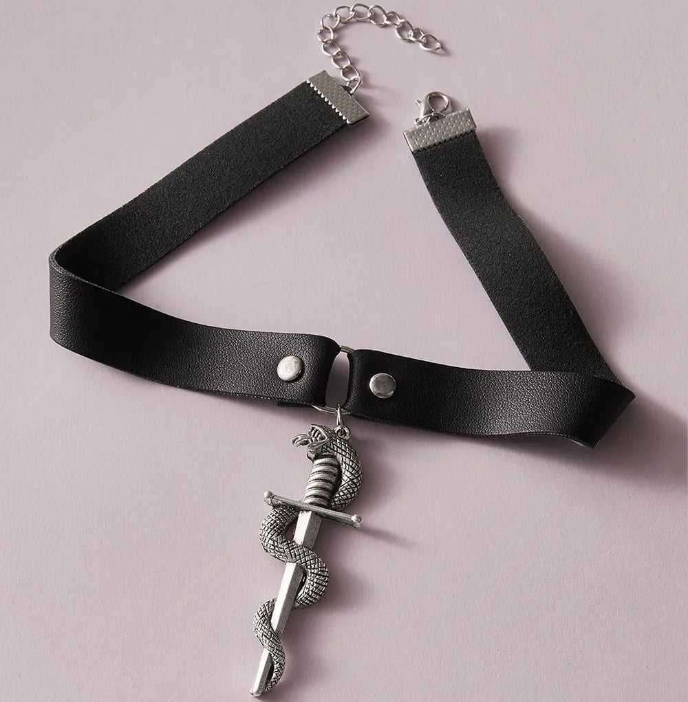 Modyle Silver Snake Sword Choker Necklaces For Women
