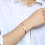 Engraved Women's Rose Stainless Steel Bracelet Personalized Jewelry