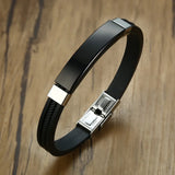 Custom Engraved Stainless Steel Silicone Bracelet for Men
