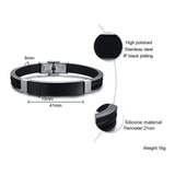 Custom Engraved Stainless Steel Silicone Bracelet for Men