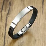 Custom Engraved Stainless Steel Silicone Bracelet for Men