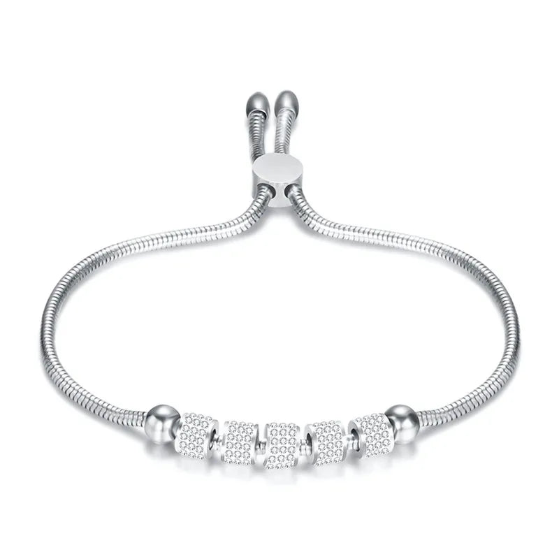 Silver Stainless Steel Bracelets Bangles For Woman Pulseira Jewelry