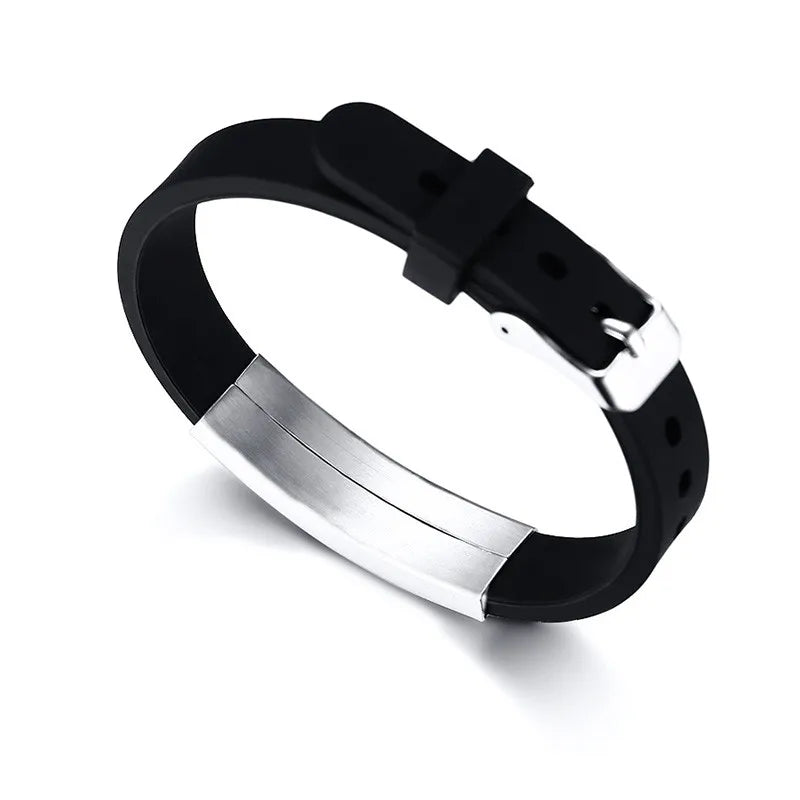 Medical Alert ID Bracelet Stainless Steel Silicone Rudder