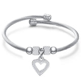 Heart Bracelet Bangle CZ Stone Women Bijoux