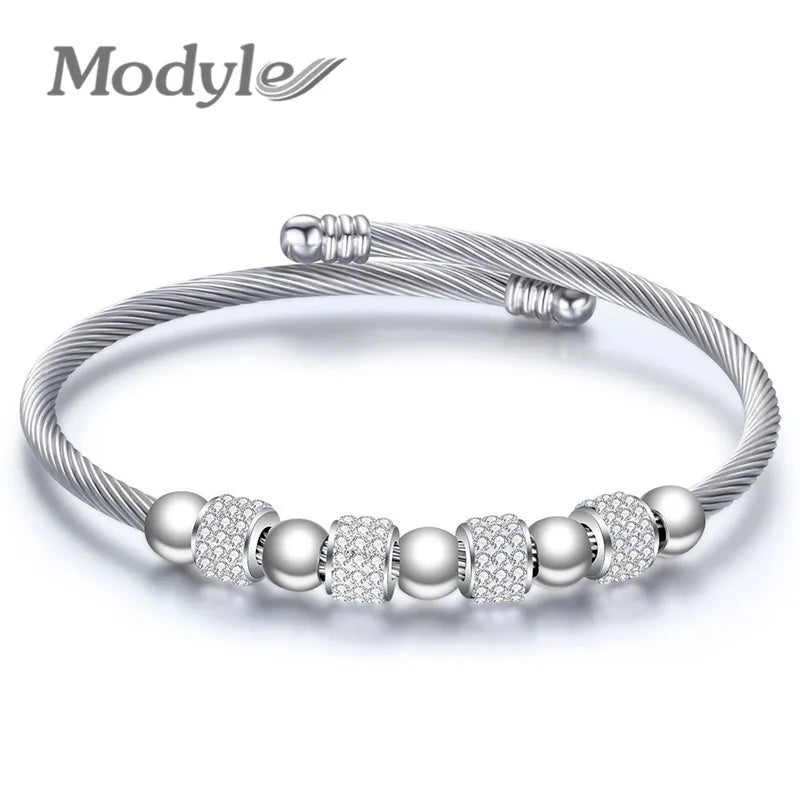 Heart Bracelet Bangle CZ Stone Women Bijoux