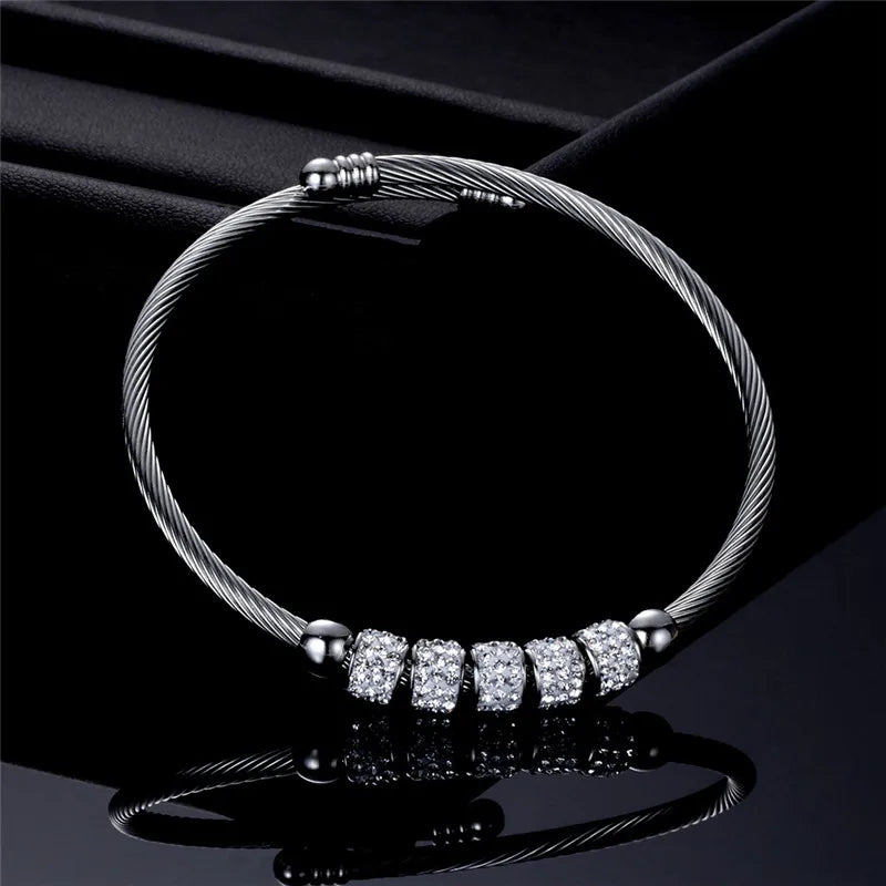 Heart Bracelet Bangle CZ Stone Women Bijoux
