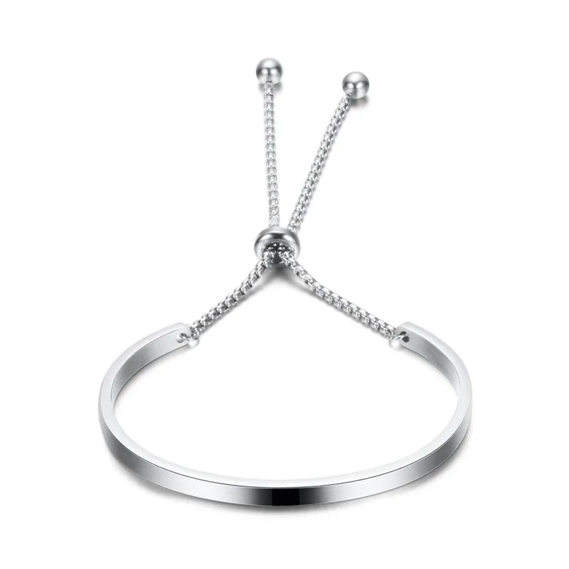 Engraved Bracelet For Women Gold/ Silver Stainless Steel Bracelet