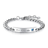 King Queen Couple Bracelets CZ Stone Wedding Jewelry