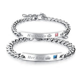 King Queen Couple Bracelets CZ Stone Wedding Jewelry