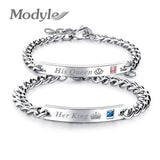 King Queen Couple Bracelets CZ Stone Wedding Jewelry