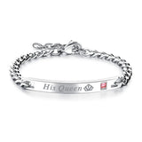 King Queen Couple Bracelets CZ Stone Wedding Jewelry