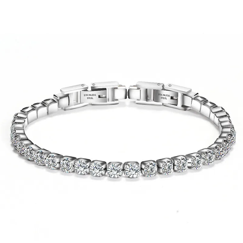 316L Stainless Steel Cubic Zircon Tennis Link Bracelet