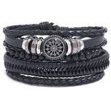 Adjustable Leather Bracelets for Men Set of 4 Braided Brown Bangle Gift